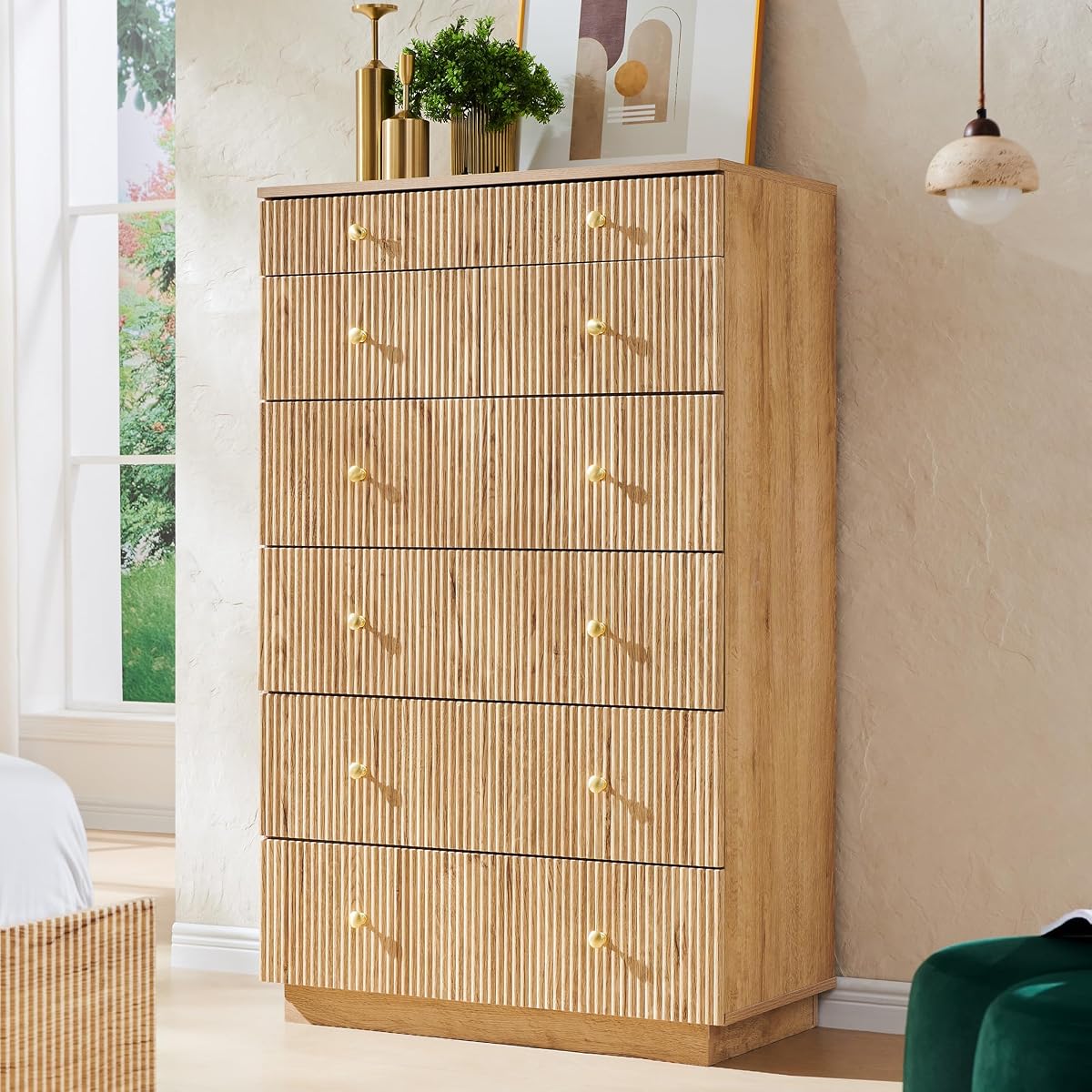 Fluted Dresser for Bedroom with 7 Drawers