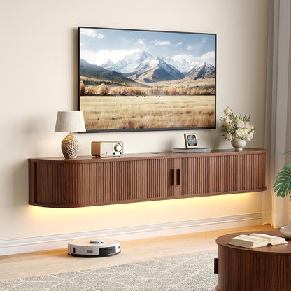 71" Floating TV Stand, Wall Mounted Entertainment Center Walnut