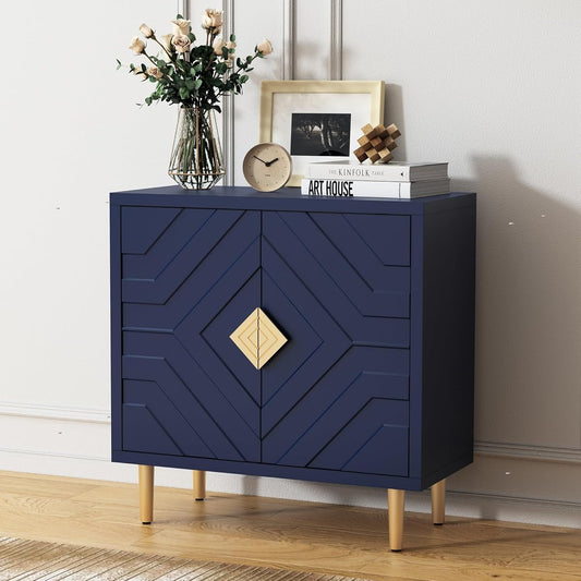Sideboard Storage Cabinet with 2 Doors, Accent Cabinet with Decorative Embossed Pattern Doors, Sideboard Buffet for Living Room, Kitchen, Dining Room, Hallway