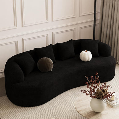 107" Curved Sofa for Living Room, Modern Chenille Cloud Couch Sofa, Luxury Plush Extra Deep 4-Seater Oversized Boucle Couch for Small Spaces, Apartment‌, No Assembly Required, Black