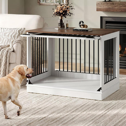 37 Inch Flip-Up Door Dog Crate Furniture for Large Dogs