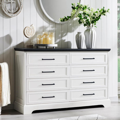 Farmhouse 8 Drawers Dresser Chests for Bedroom, Antique White