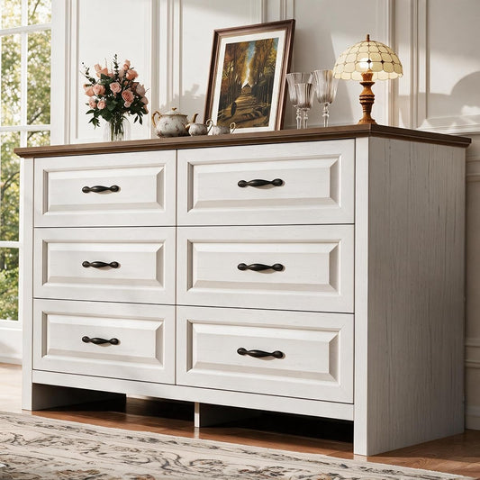 Farmhouse Dresser, 6 Drawer Dresser, Wooden Chest of Drawers