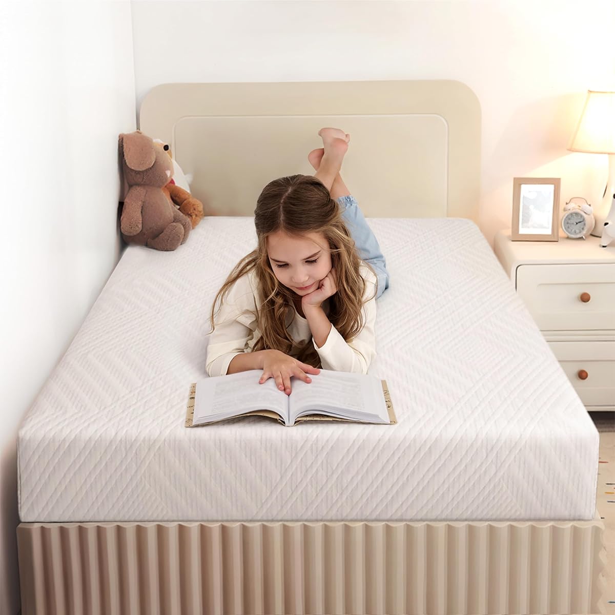 8 Inch Twin Mattress for Kids Green Tea Memory Foam Medium Firm