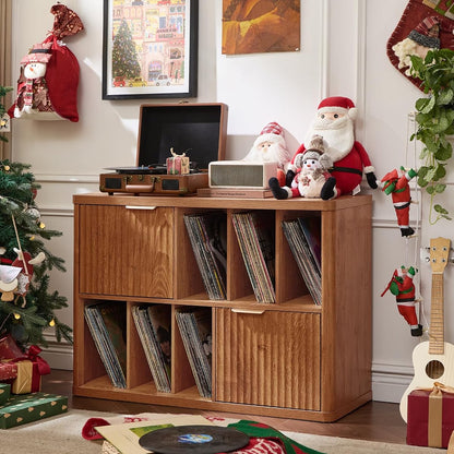 Large Record Player Stand with Vinyl Storage Up to 450 Albums