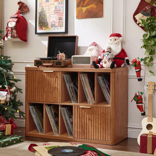 Large Record Player Stand with Vinyl Storage Up to 450 Albums