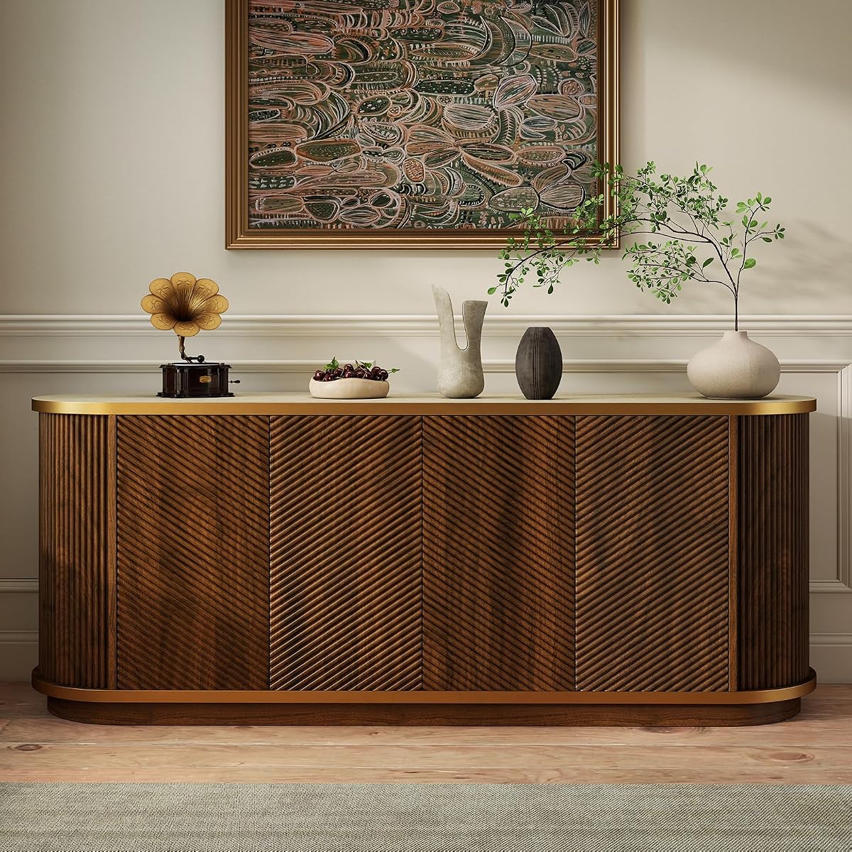 Sideboard Buffet Cabinet with Storage,Mid Century Modern Credenza,Walnut