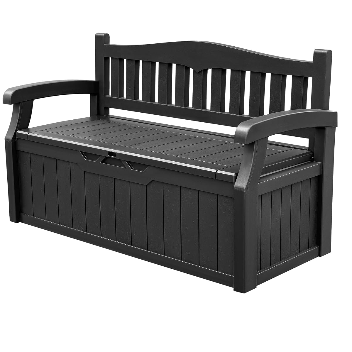 80 Gallon Storage Bench Deck Box Lockable for Patio Furniture, Garden Decor and Outdoor Seating for Cushions, Garden Tools and Pool Supplies (Black)