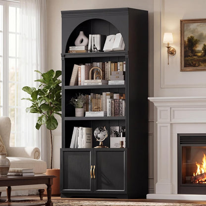 81.2"Tall Arched Cabinet, Bookcase with storage