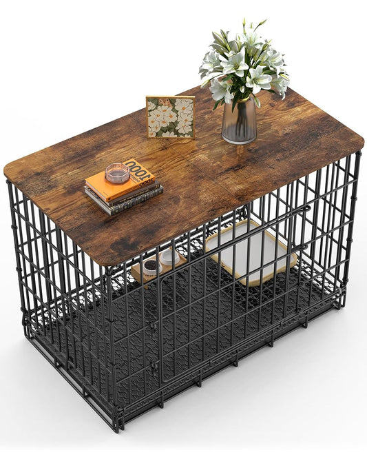 Dog Crate Topper for 36'' Dog Cage, Dog Kennel Topper Wood Countertop