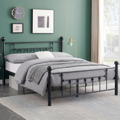 Full Size Metal Platform Bed Frame with Headboard and Footboard