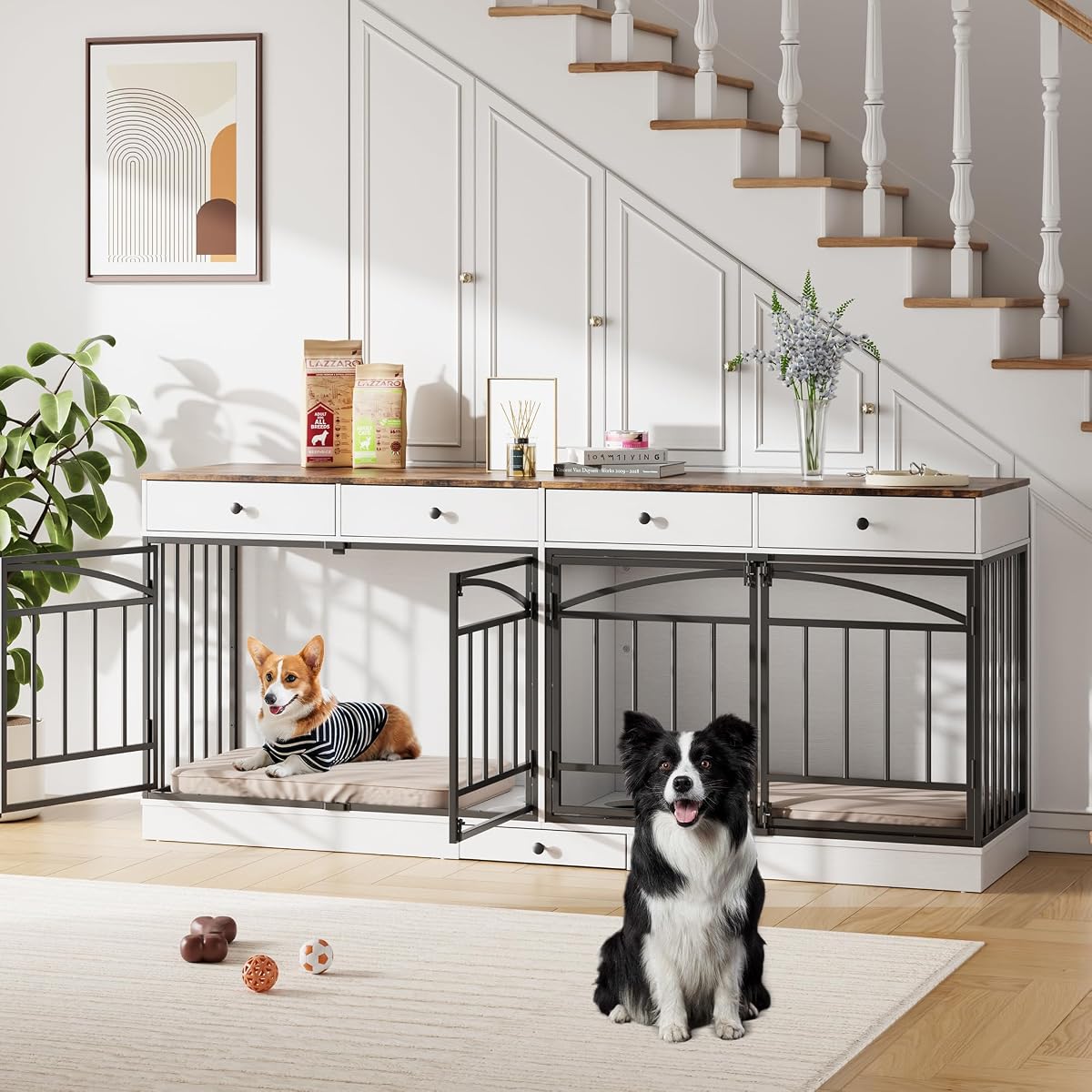 Dog Crate Furniture for 2 Dogs