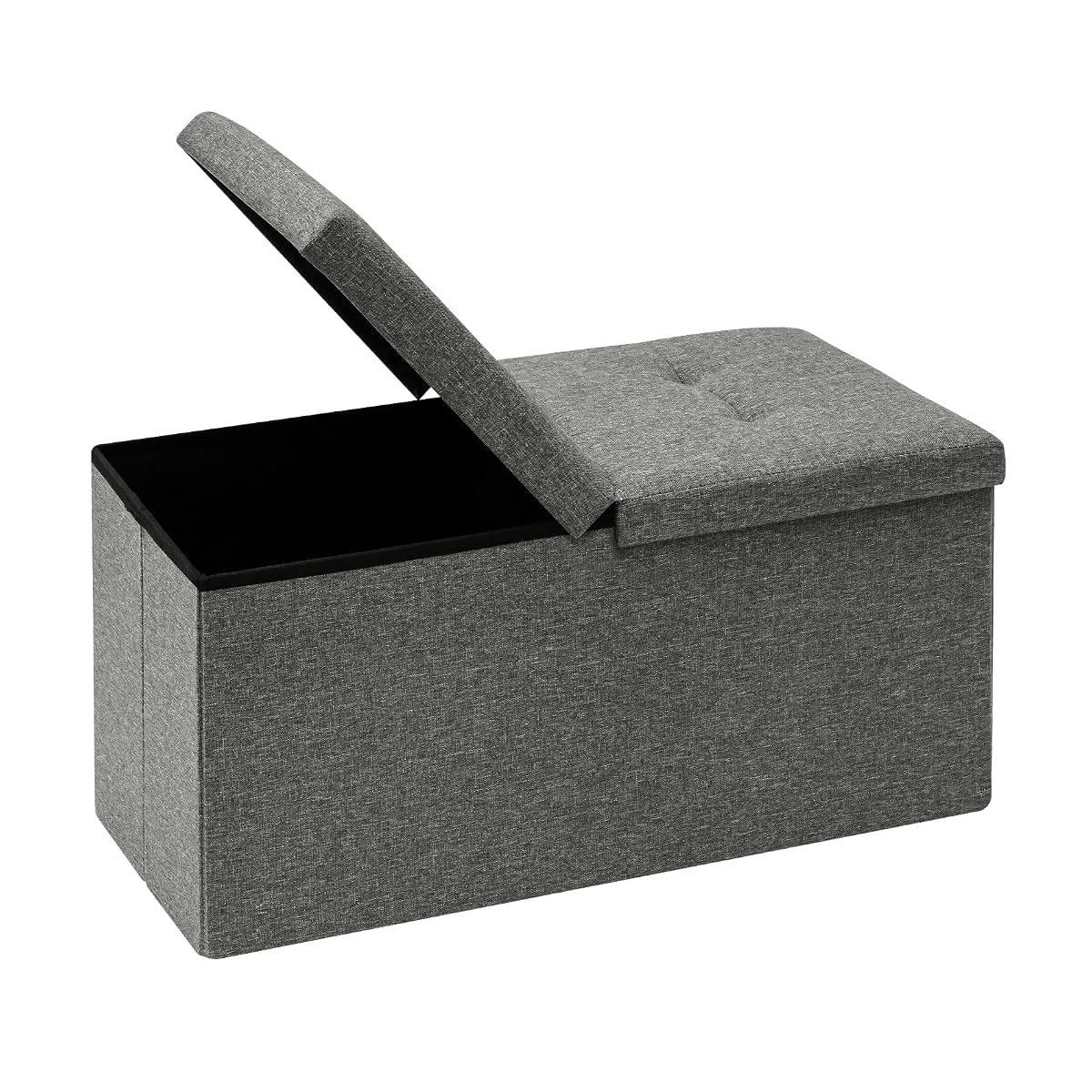 Storage Ottoman with Flipping Lids, Ottoman Bench Footrest Seat, Linen 30"x15"x15" (Grey)