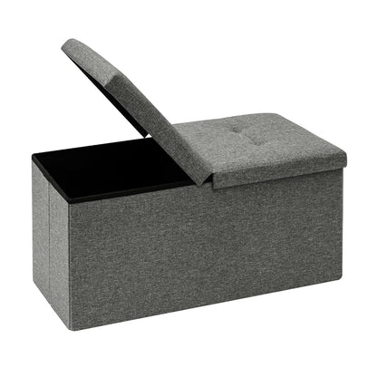 Storage Ottoman with Flipping Lids, Ottoman Bench Footrest Seat, Linen 30"x15"x15" (Grey)