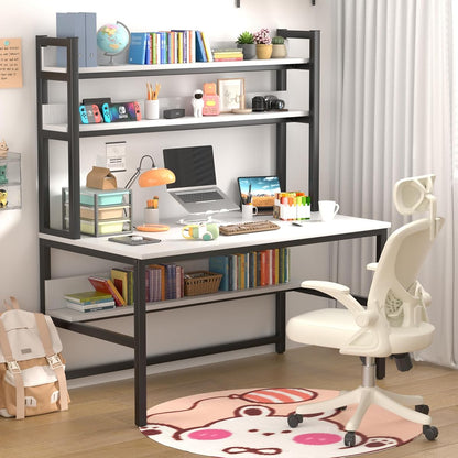 Desk with Shelves, Computer Desk with Hutch, 55"