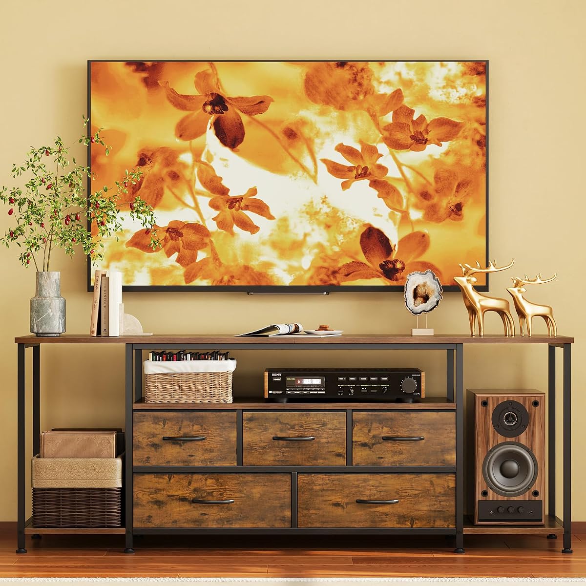 TV Stand for TVs Up to 75 Inch, Rustic Brown