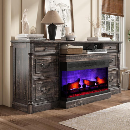 75" Fireplace TV Stand with LED Flame Entertainment Center