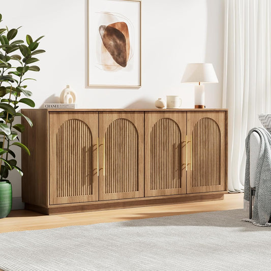 Modern Buffet Cabinet with Storage, 59.1”Sideboard Cabinet, Oak