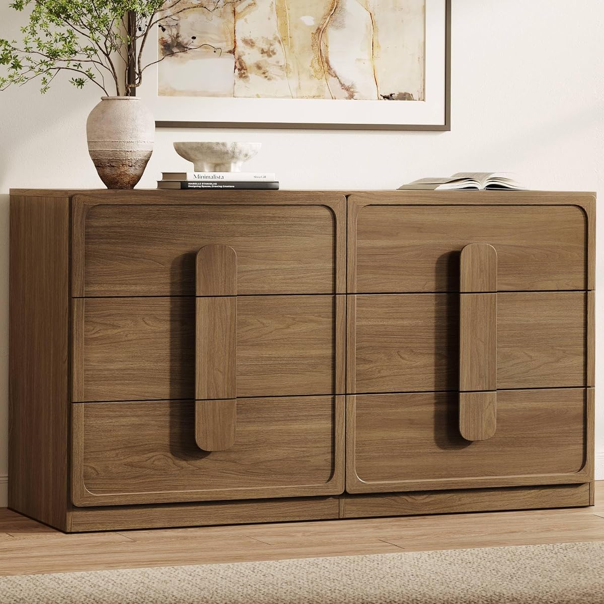 6 Drawer Dresser for Bedroom, 53.5" Wide Modern Chest of Drawers