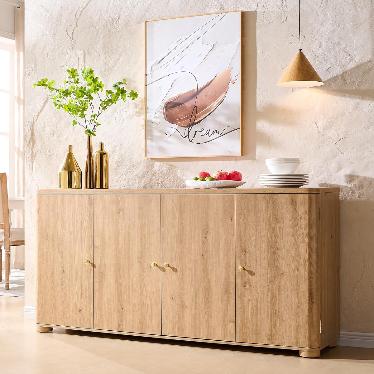 Curved Buffet Cabinet with Doors