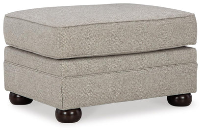 Signature Design by Ashley Gaelon Transitional Rectangular Upholstered Ottoman with Bun Legs, Light Brown