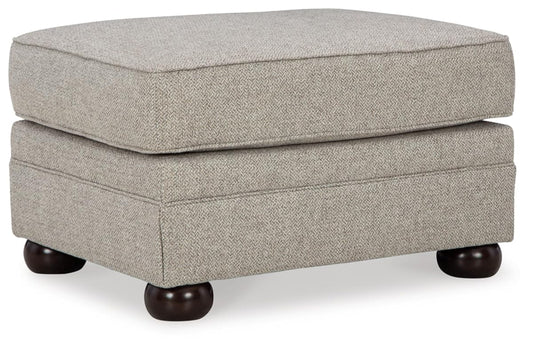 Signature Design by Ashley Gaelon Transitional Rectangular Upholstered Ottoman with Bun Legs, Light Brown