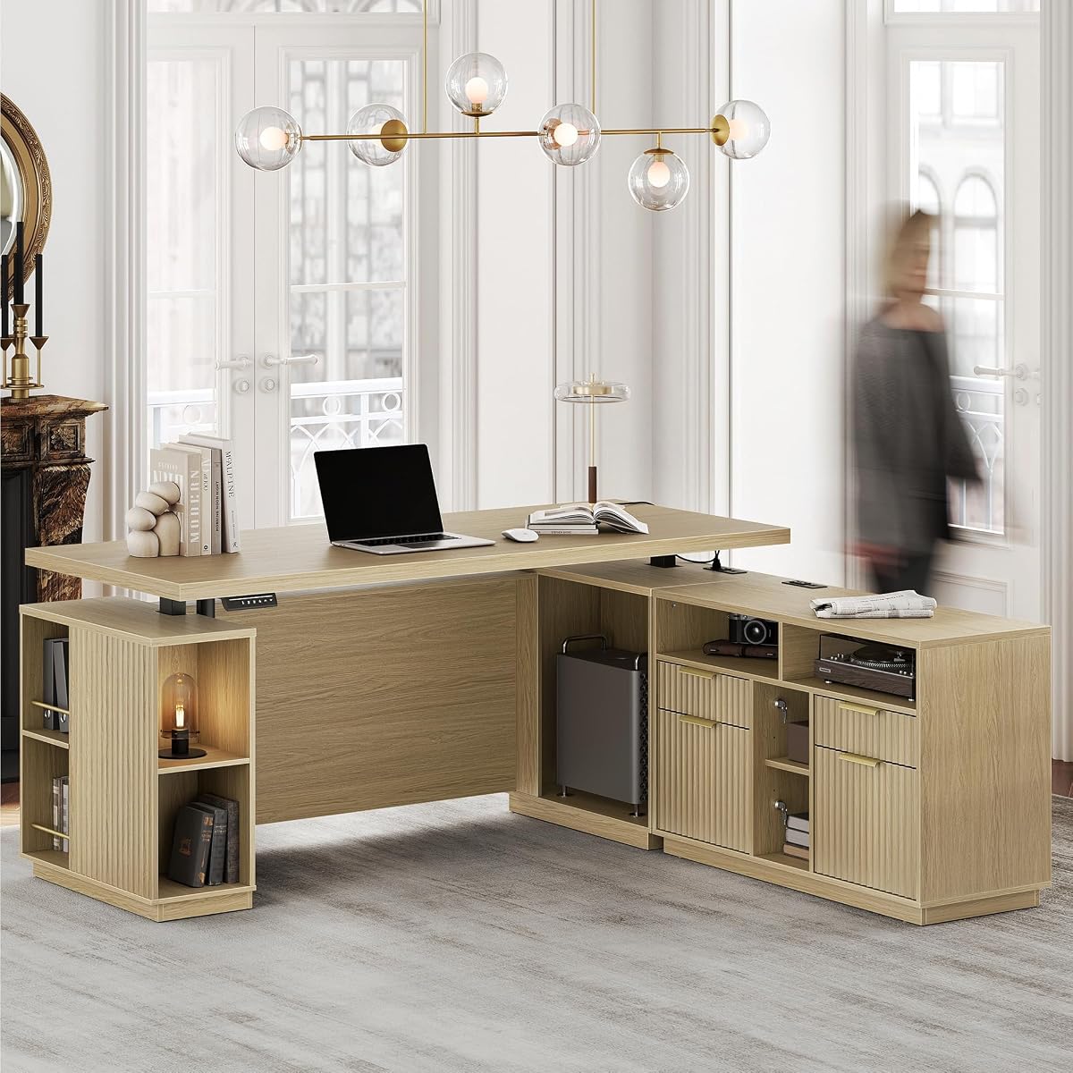 Standing Desk with File Cabinet