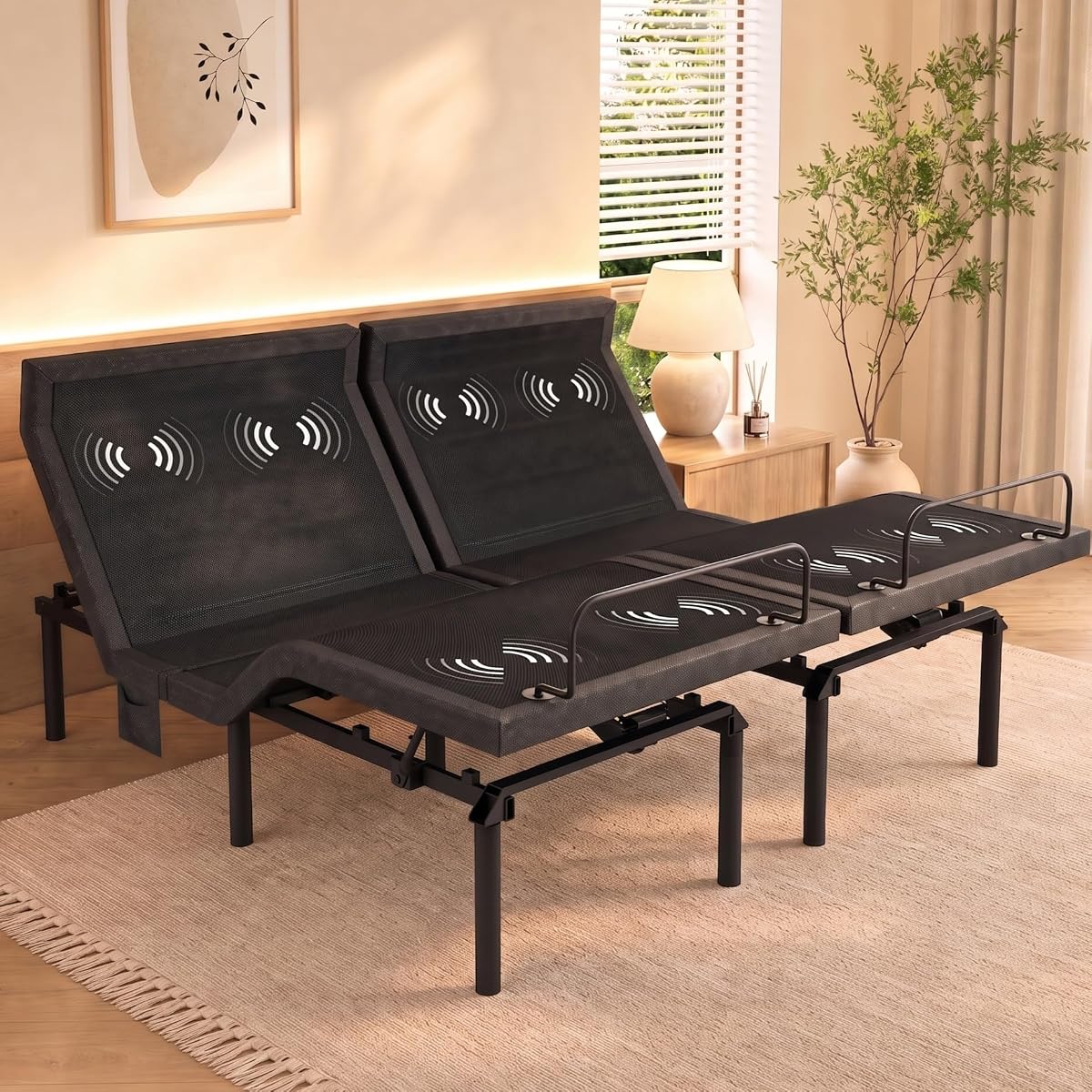 Adjustable Bed Frame with Multiple Motor Functions and Comfort Features