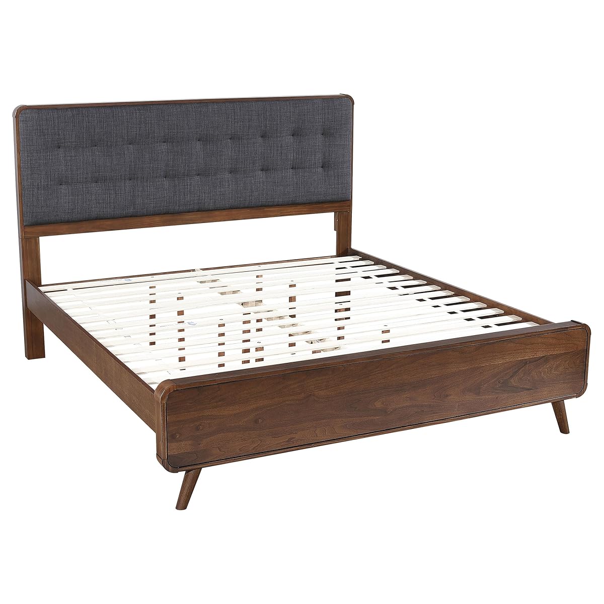 Coaster Home Furnishings Robyn Contemporary 5-Piece Bedroom Set Fabric Upholstered Eastern King Size Panel Bed Frame 53-inch Headboard Dark Walnut 205131KE-S5