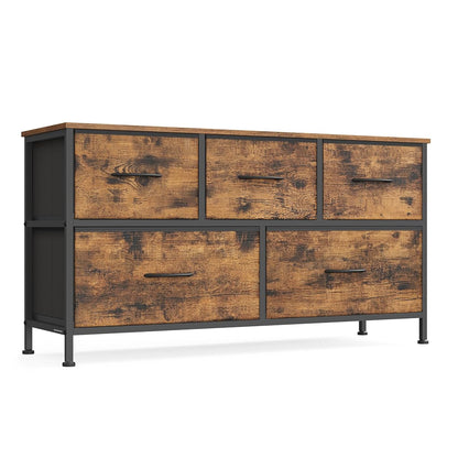 SONGMICS Dresser for Bedroom, Wide Dresser with 5 Fabric Drawers