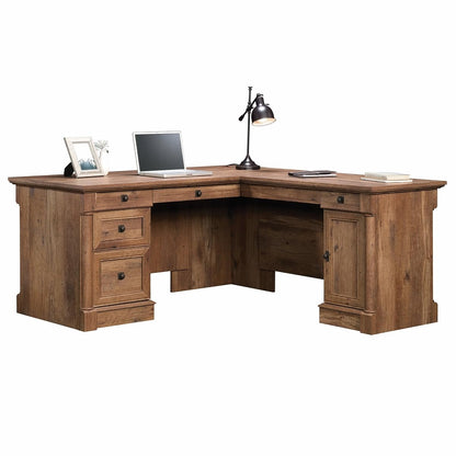 Palladia L Shaped Desk with Drawers, Office Desk with File Cabinet Storage