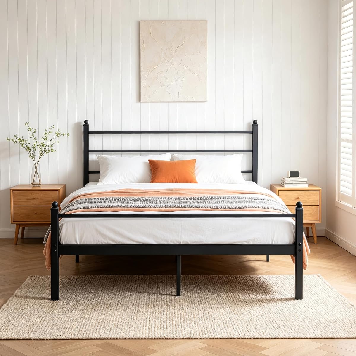 Full Metal Bed Frame with Headboard & Footboard