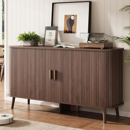 55" Fluted Sideboard Buffet Cabinet with Sliding Door