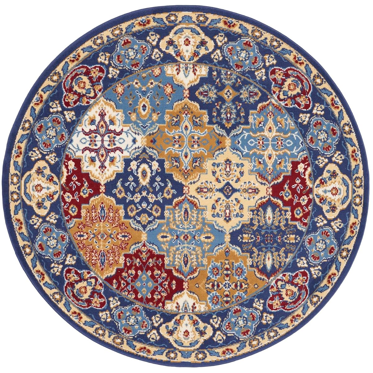 Home Grafix Multicolor 5'3" x Round Area Rug - Easy Clean, Non Shedding, Bed Room, Living Room, Dining Room, Kitchen (5' x Round)