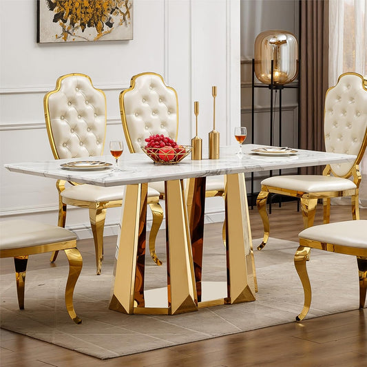 Marble Dining Table for 6 People