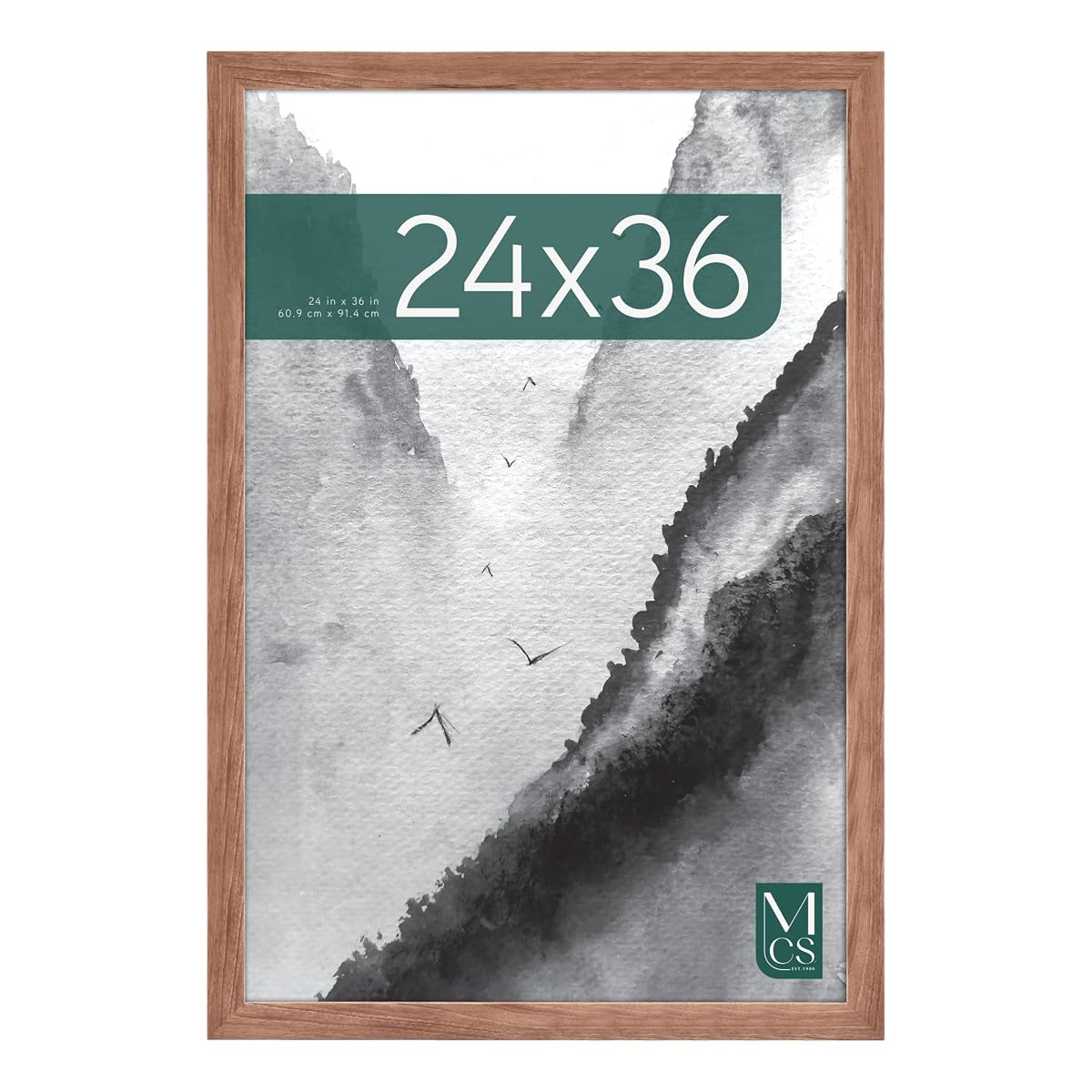 Museum Poster Frame 24x36 Medium Oak, Vertical & Horizontal Wall Hanging Large Picture Frame for Photos, Posters & Art Prints (1-Pack)