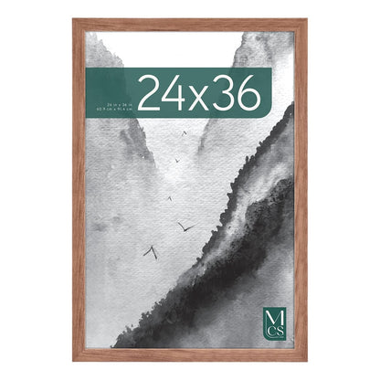 Museum Poster Frame 24x36 Medium Oak, Vertical & Horizontal Wall Hanging Large Picture Frame for Photos, Posters & Art Prints (1-Pack)