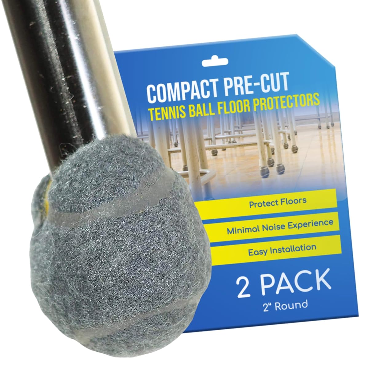 Smaller Walker PreCut Tennis Ball Glides Heavy Duty Long Lasting Furniture Leg Floor Protection Walker Accessories for Hard Floor Surfaces 2 Inch Size-One Pair