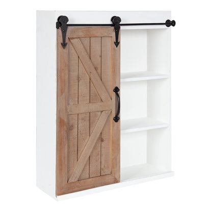 Cates Rustic Wall Cabinet; 22 x 28; White and Rustic Brown; Farmhouse Wall-Mounted Storage Cabinet