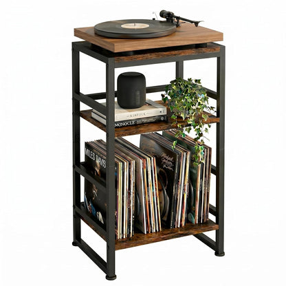 3-Tier Record Player Stand, with Storage, 28" H, Rustic