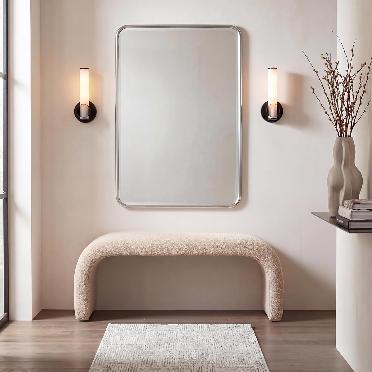 SAFAVIEH Furniture - Tenko Bench - Tan - Solid Wood - Modern Shearling Design - Ideal for Entryway, Bedroom, Living Room, 18.5" Seat Height - Fully Assembled (BCH1300G)