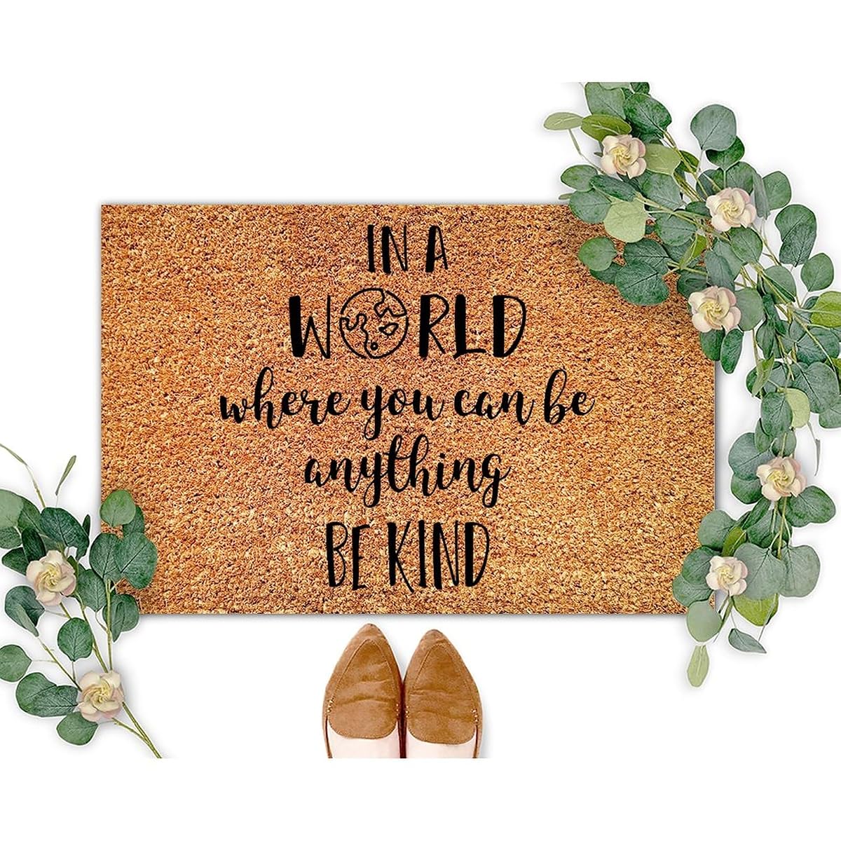 OPIIUM in A World Where You Can Be Anything Be Kind Funny Saying Quotes Durable Non Slip Mat for Home Entrance Floor Door Porch 18x30 Inch