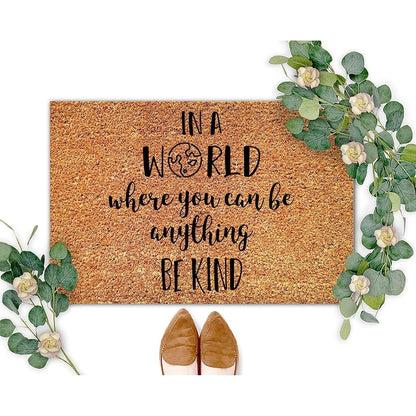 OPIIUM in A World Where You Can Be Anything Be Kind Funny Saying Quotes Durable Non Slip Mat for Home Entrance Floor Door Porch 18x30 Inch