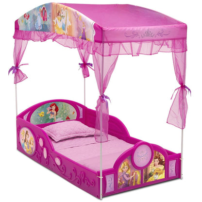 Disney Princess Plastic Sleep and Play Toddler Bed with Canopy, Pink