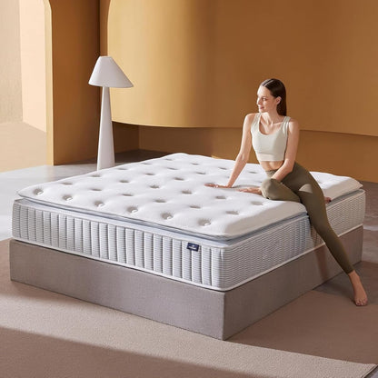 14 Inch Queen Mattress – Real Hybrid Queen Size Mattress Memory Foam, Reinforced Edge Support, Zoned Coils for Pressure Relief and No Motion Transfer (Queen (14 Inch))