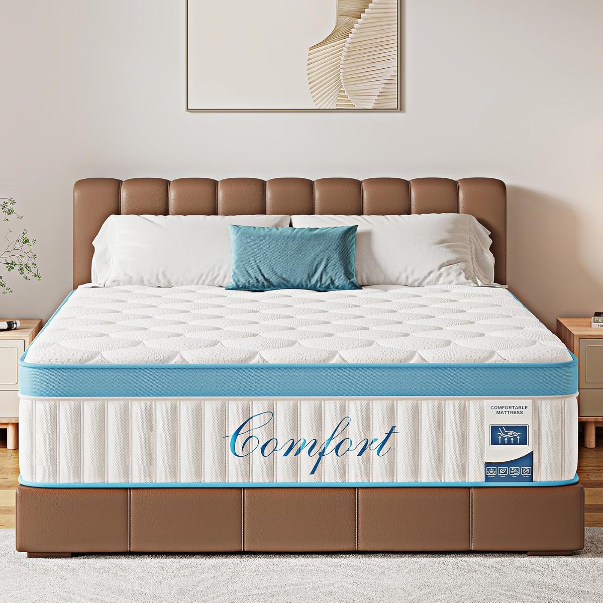 Full Size Mattress, 12 Inch Firm Hybrid Memory Foam Mattress