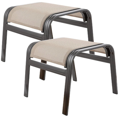 Outdoor Footstools Metal Patio Chairs Outdoor Ottoman Furniture Outside Footrests Small Seat Set of 2 for Garden,Balcony,Lawn, 22 inches *20 inches *17 inches