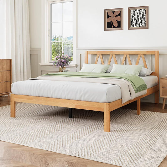 12 Inch Full Size Bed Frame Full Bed Frames with Headboard Solid Wooden