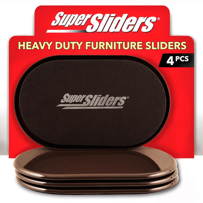 5-3/4" x 9-1/2" XL Oval Reusable Furniture Sliders for Carpet, Anti-Slip Protective Furniture Moving Pads for Beds, Sofas, Dressers, Set of 4, Brown