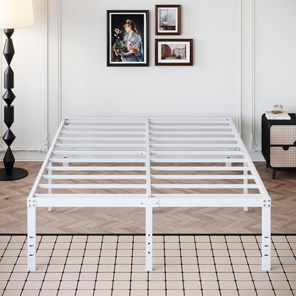 18 Inch White Full Size Bed Frame with High Storage